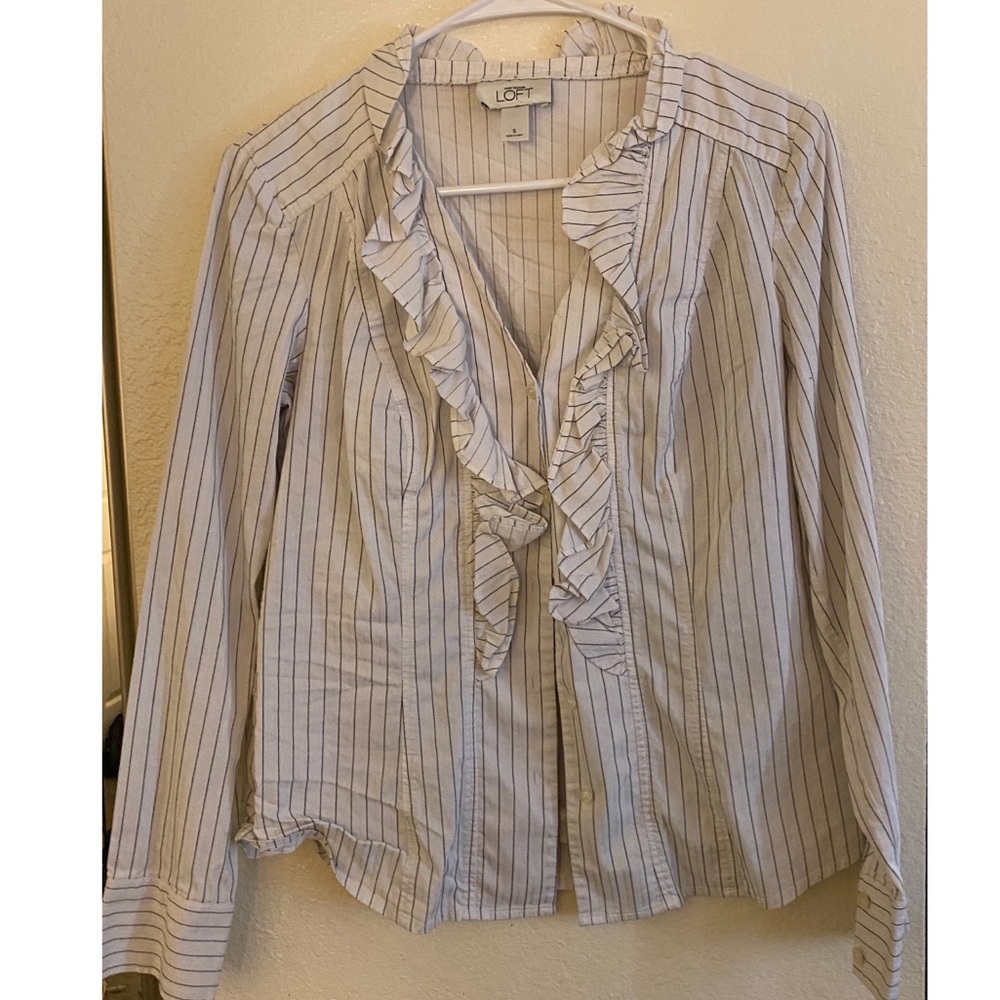 Ann Taylor Loft Ruffled Button Down